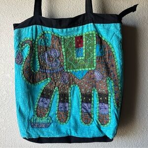 🐘 Handcrafted Elephant Tote Bag in Turquoise and Brown